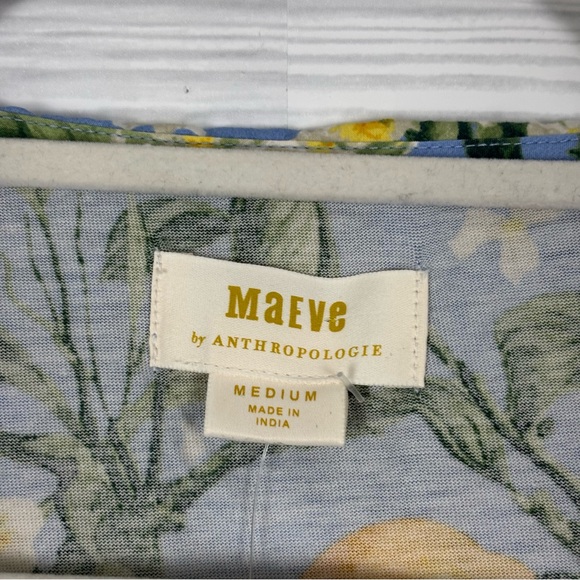 Maeve By Anthropologie Floral Lemon Print Babydoll Blouse Size Medium NWT - Picture 4 of 9